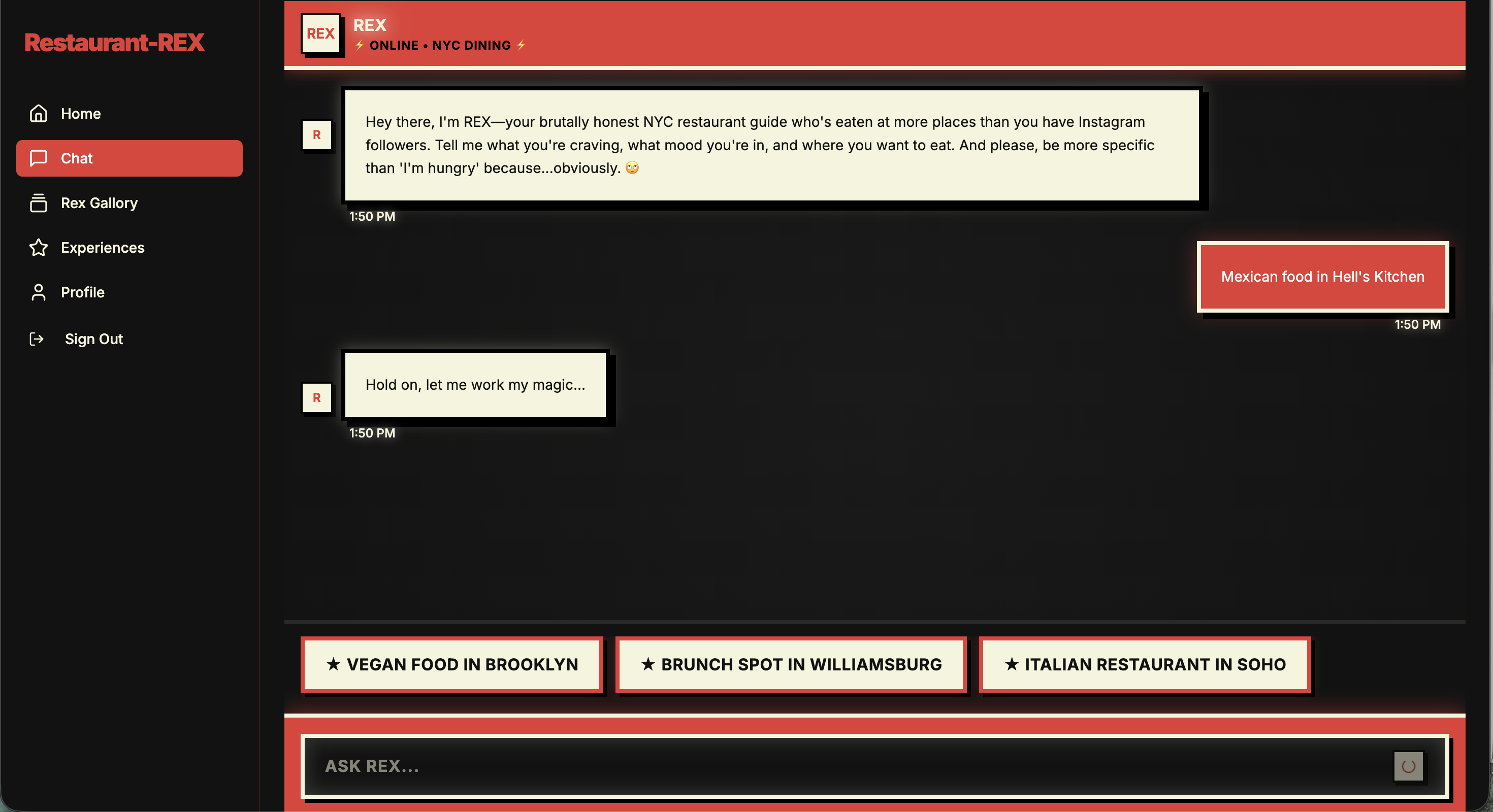 Recommendation results without cards